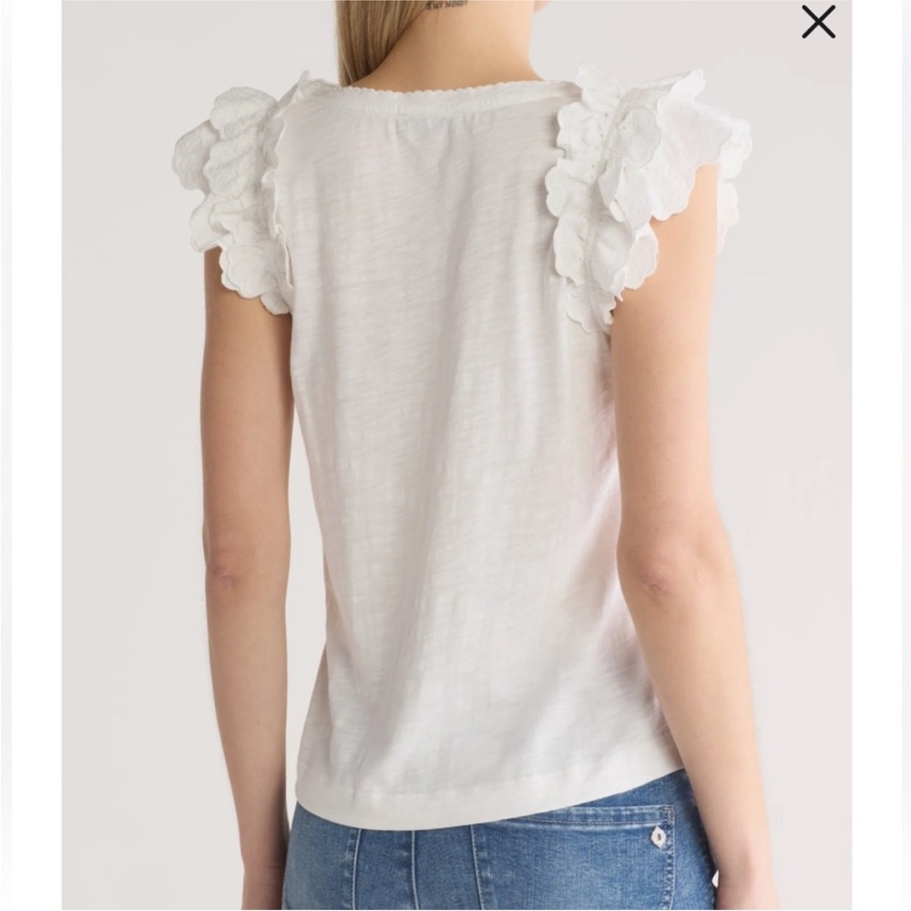 Democracy Embroidered Ruffle tee - Picture 3 of 9